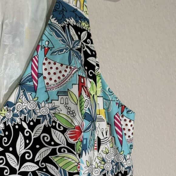 Kelly and Diane Vibrant Print Halter Beaded Trim  Dress Size 10 Cruise Vacation - Picture 9 of 16